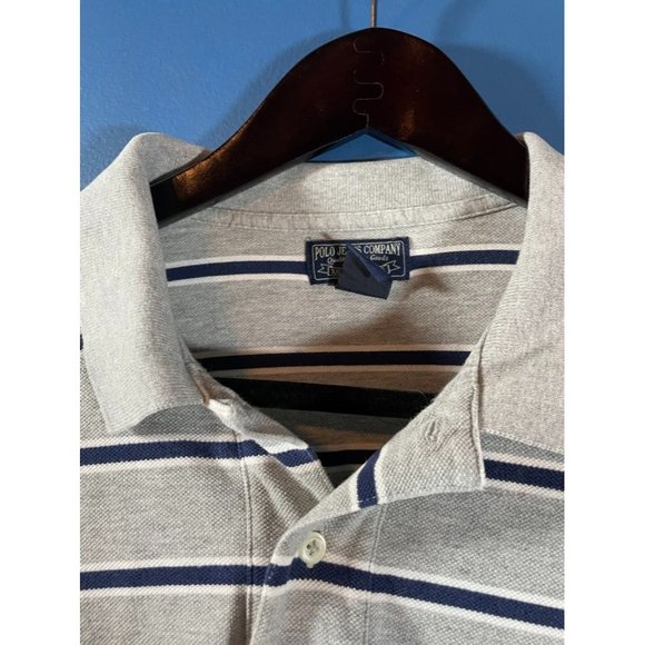 Polo Jeans Company Ralph Lauren - Men's Grey/Blue/White Stripped Short Sleeve Po - Picture 3 of 5